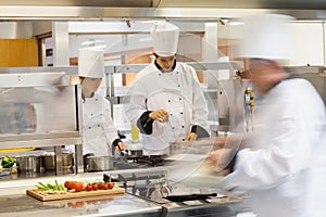 Busy chefs at work in the kitchen