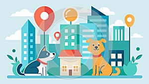 From busy cities to sprawling suburbs pet location alerts are a musthave for any responsible pet owner.. Vector photo