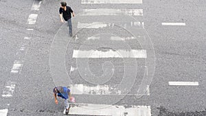 Busy city blur people move to pedestrian crosswalk on busine