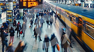 Busy Crowd at Various Transit Points in Motion