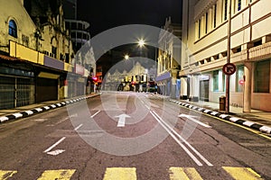Busy during day but no traffic late at night on this road in Kuala Lumpur Malaysia.