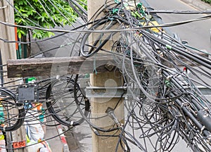 Busy of electricity post.