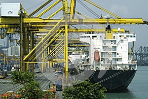 Busy harbour in Singapore