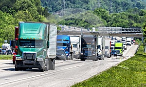 Busy Highway Traffic With Summer Heat Waves