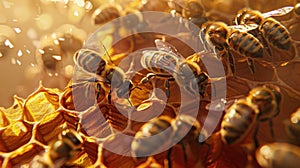The busy honey bees.AI generated image
