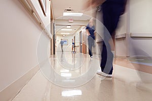 Busy Hospital Corridor With Medical Staff