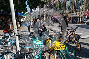 Busy inner city street, Shanghai China