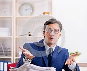 Busy man complaining about his workload