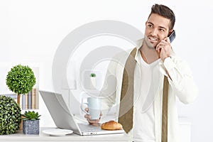 Busy man in the morning