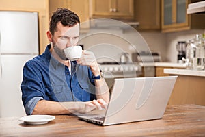 Busy man working at home