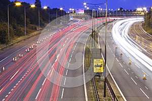 Busy motorway roadworks photo