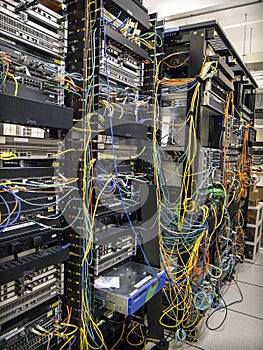 Busy network racks