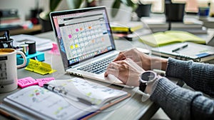The busy organized workspace.AI generated image photo