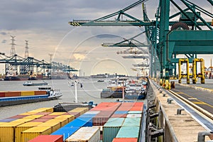 Busy port of Antwerp