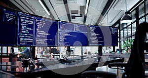 Busy Software Engineer Creating Code On Computer Screen