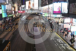 Busy Street in Causeway Bay in Hong Kong