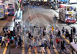 Busy Street in Causeway Bay in Hong Kong