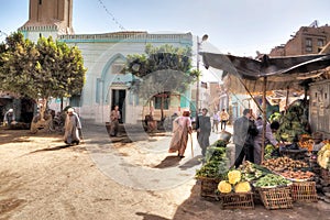 Busy street in Esna, Egypt