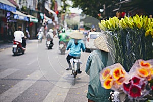 Busy street in Hanoi photo