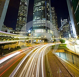 Busy traffic in downtown of Hong Kong