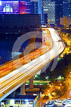 Busy traffic in highway at night