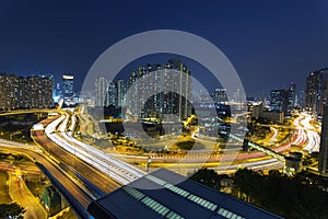 Busy traffic in Hong Kong at night