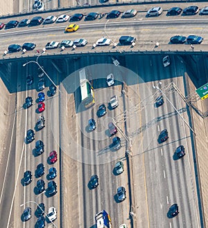 Busy traffic on the interstate, aerial view