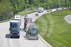 Busy Traffic On An Interstate Highway