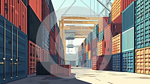 A busy warehouse filled with stacked containers representing the storage capabilities of containerization and how it photo