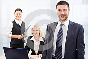 Busy white collar workers