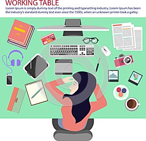 Busy woman taking a nap working table