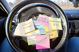 Busy work do post notes list chaotic concept