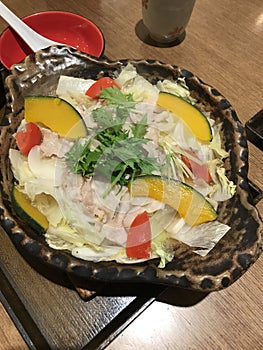 Buta shabu or Japanese hot pot with pork.