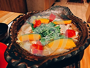 Buta shabu or Japanese hot pot with pork.