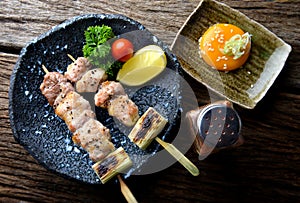 Butabara yakitori or Japanese bacon pork grill.