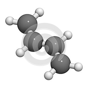 Butadiene (1,3-butadiene), the building block of ABS plastic and polybutadiene synthetic rubber