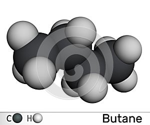 Butane C4H10 alkane molecule. Molecular model. 3D rendering