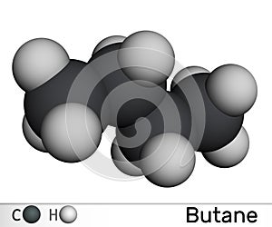 Butane C4H10 alkane molecule. Molecular model. 3D rendering photo