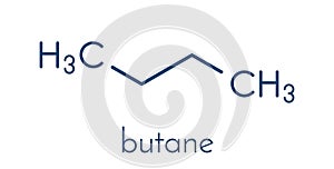 Butane hydrocarbon molecule. Commonly used as fuel gas, alone or combined with propane LPG, liquified petroleum gas. Skeletal.