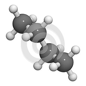 Butane, molecular model