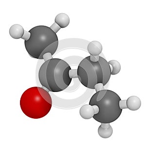 Butanone (methyl ethyl ketone, MEK) industrial solvent, chemical structure photo