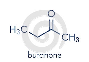 Butanone methyl ethyl ketone, MEK industrial solvent, chemical structure. Skeletal formula. photo