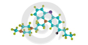 Butaperazine molecular structure isolated on white