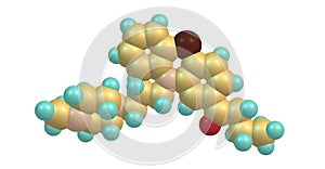 Butaperazine molecular structure isolated on white