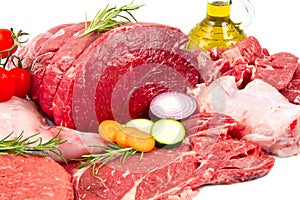 butcher cut meat assortment garnished