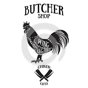 Butcher cuts scheme of chicken