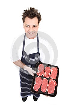 Butcher with fresh meat