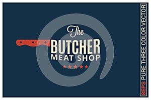 Butcher meat shop logo on blue background