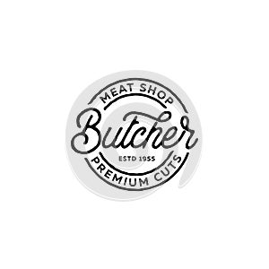 Butcher Meat Shop Stamp. Vector Illustration