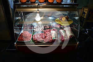 Butcher`s shop fresh meat stall Morocco